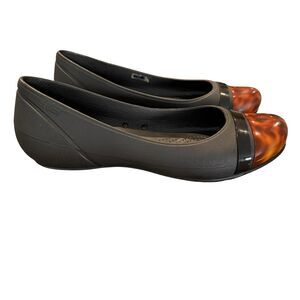 Size 9 Crocs Gianna Alice Tortoise Shell Brown Cap Toe Ballet Women Flats